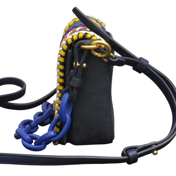 Tory Burch Kira Whipstitch Navy Suede Leather Mini Crossbody Shoulder Bag‎ - Picture 5 of 12